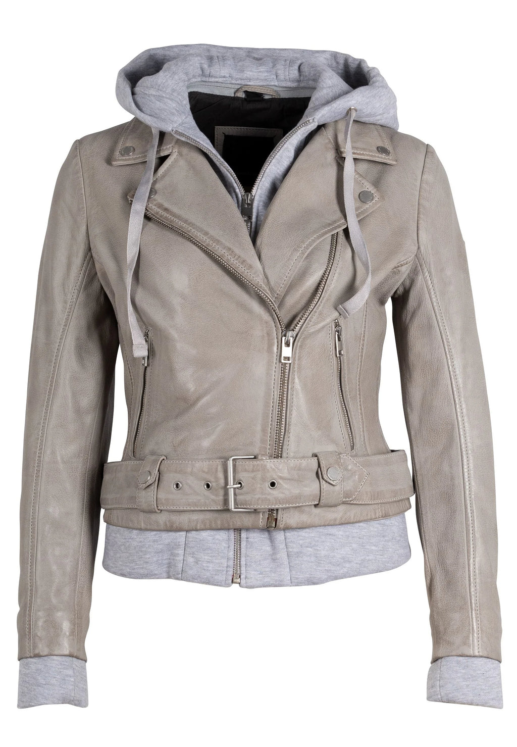 Freda RF Leather Jacket, Silver Grey