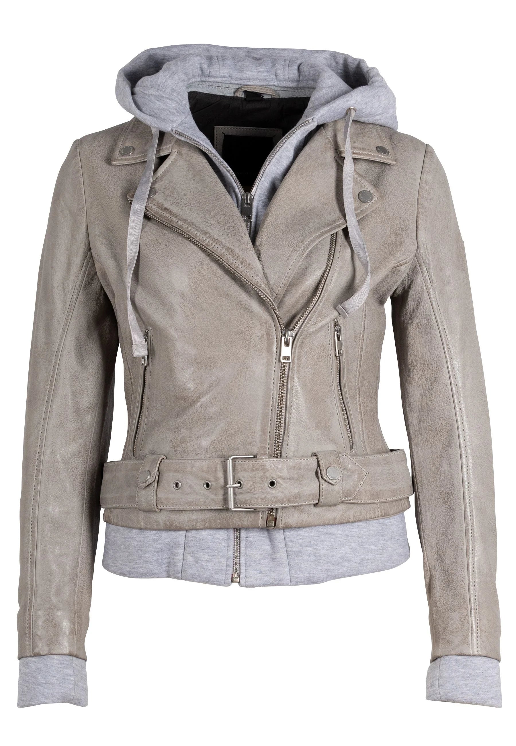 Freda RF Leather Jacket, Silver Grey