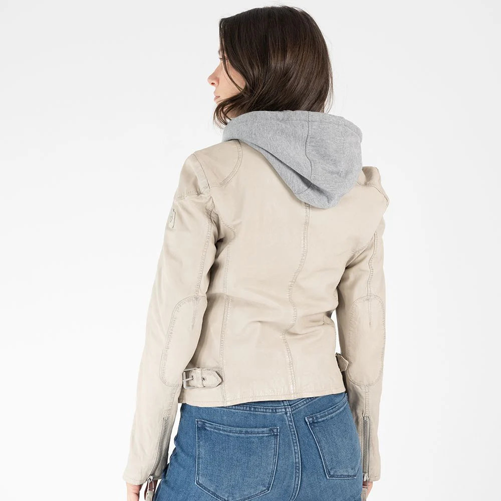Finja RF Leather Jacket, Light Beige