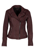Chaqueta de cuero Twila RF, color vino.