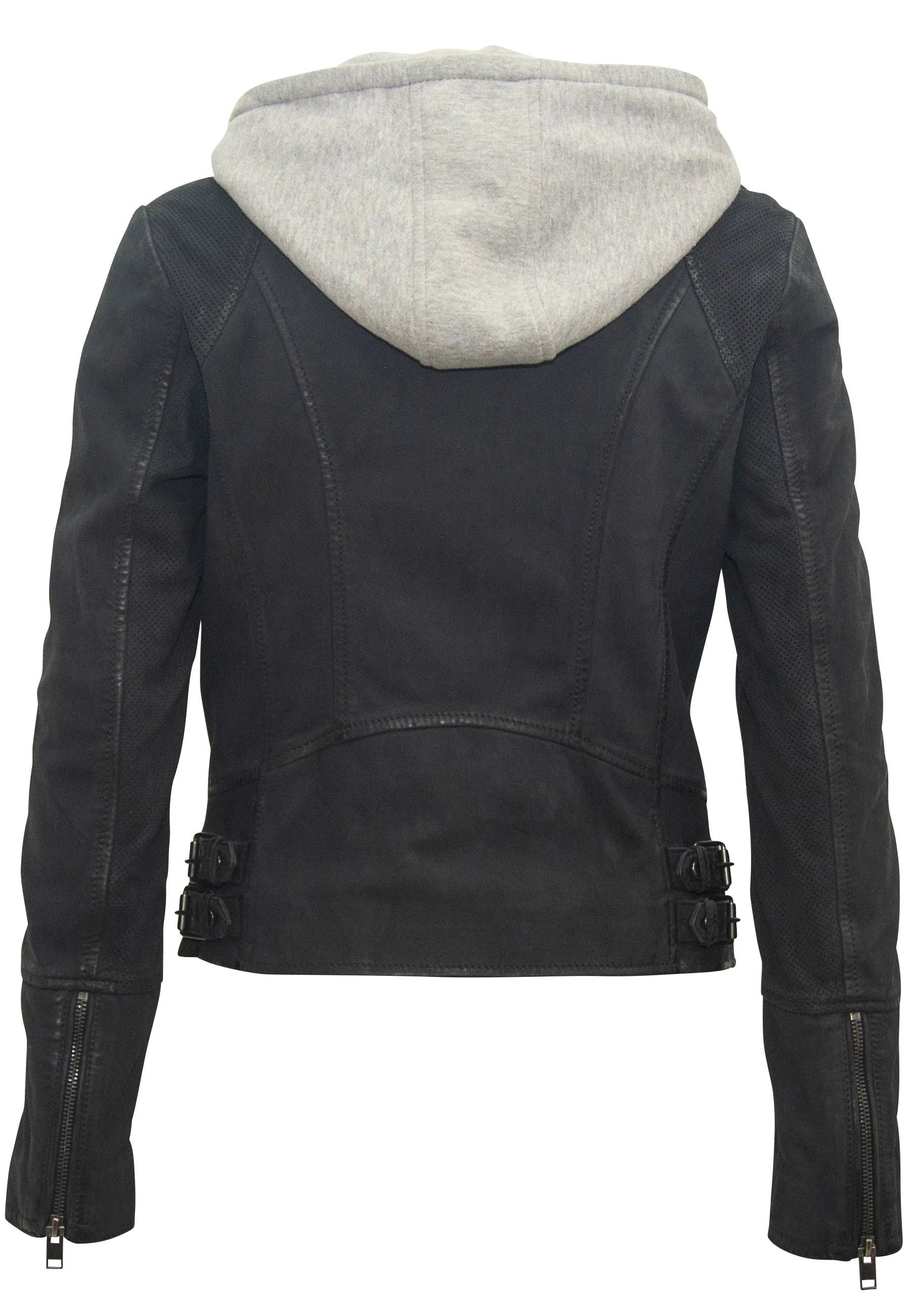 Lisa RF Leather Jacket, Indigo