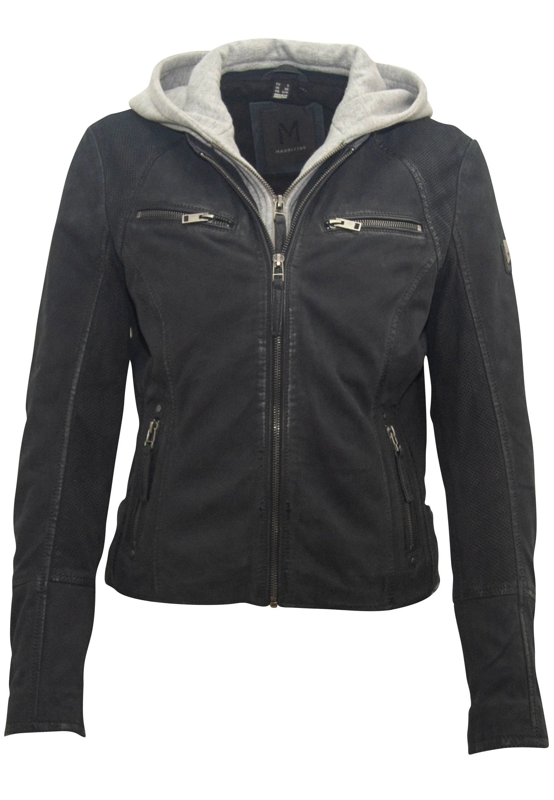 Lisa RF Leather Jacket, Indigo