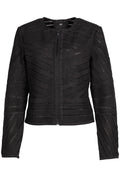 Veste en cuir Yva RF, Noir