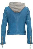 Finja RF Leather Jacket, Blue Lagoon