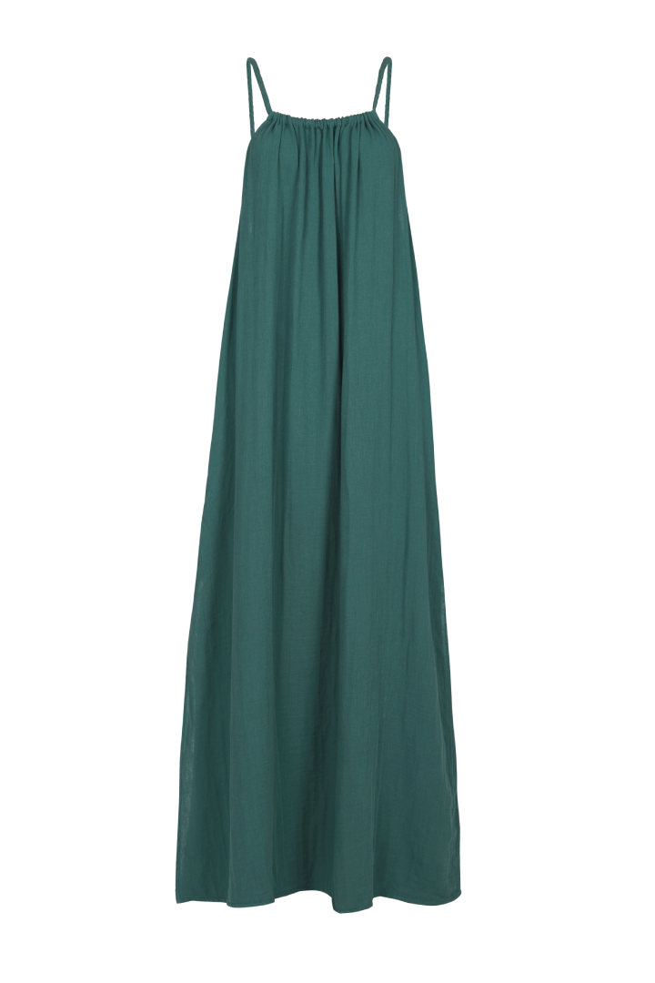 Daphne Halter Maxi Dress - Organic Double Gauze - Deep Sage