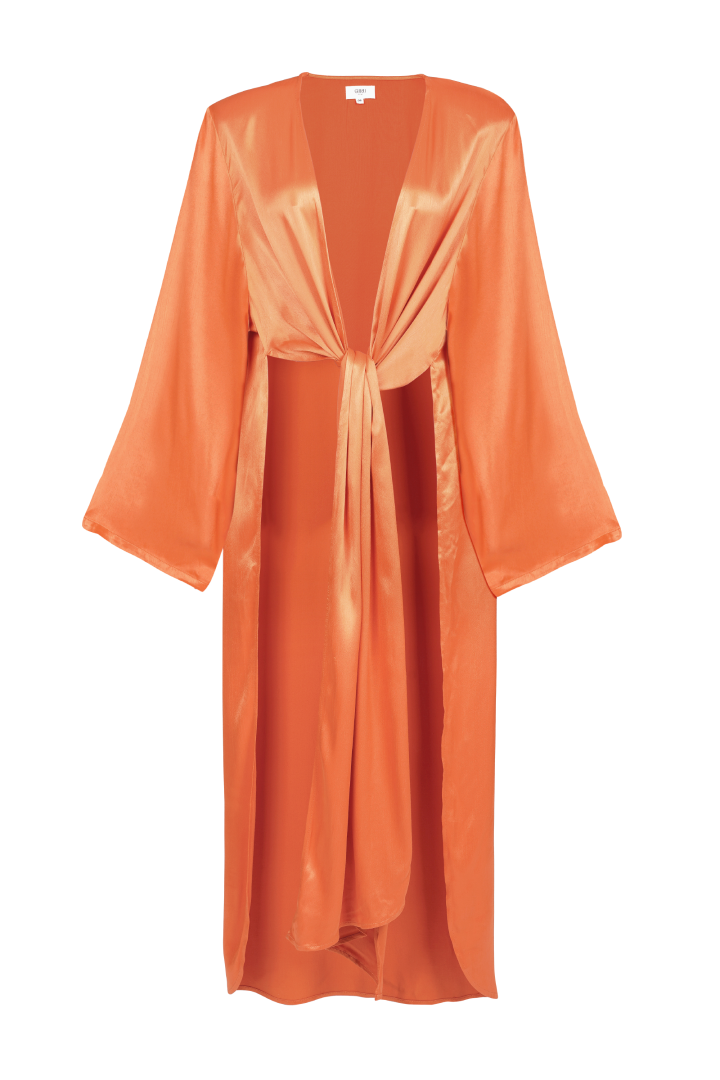 Dune Wrap Kimono  - Vegan Silk - Apricot