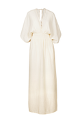 Vestido largo Rhythms con cuello en V - Gasa doble orgánica - Marfil