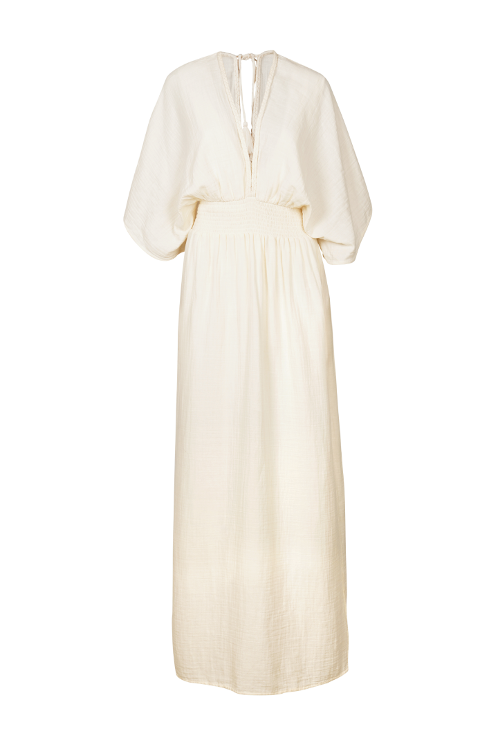 Rhythms V-Neck Maxi Dress - Organic Double Gauze - Ivory