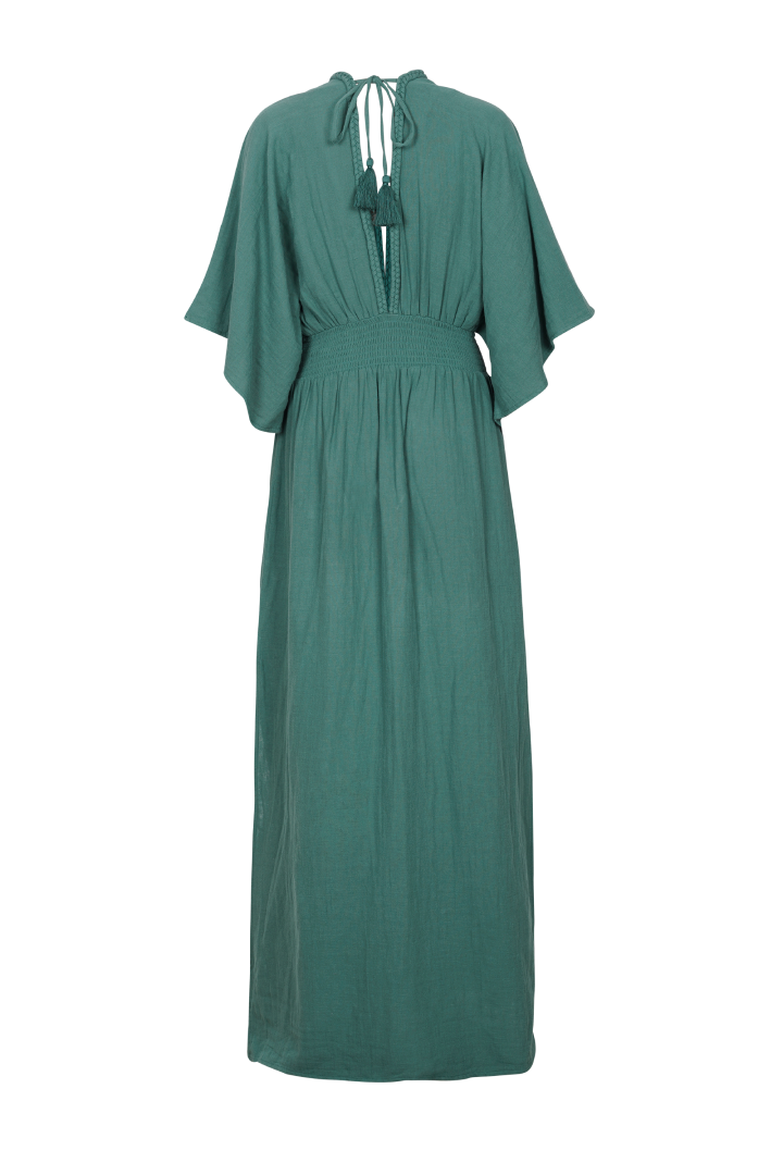 Rhythms V-Neck Maxi Dress - Organic Double Gauze - Deep Sage