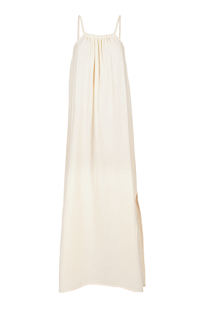 Robe Maxi à Bretelles Daphne - Double Gauze Biologique - Ivoire