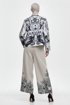 Beige Linen Wide Pant Floral
