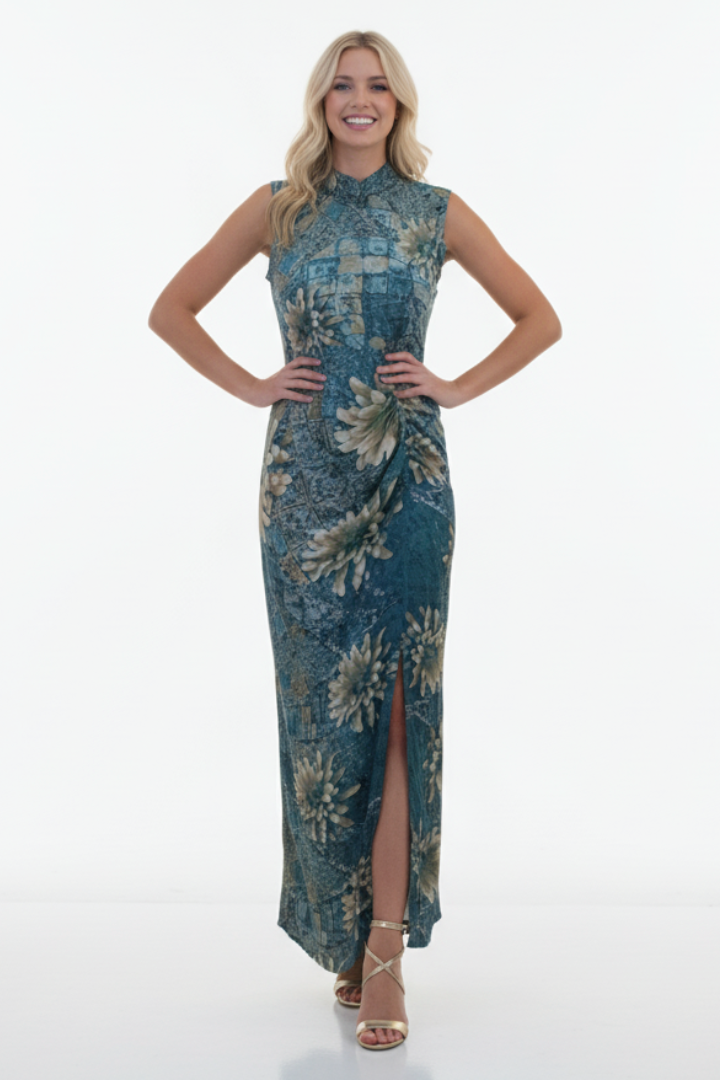 Avante-Garde Asymmetrical Dress - Teal S/M -