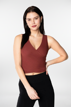 Bamboo Ribbed S/Less Wrap Top