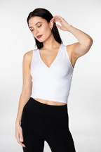 Bamboo Ribbed S/Less Wrap Top