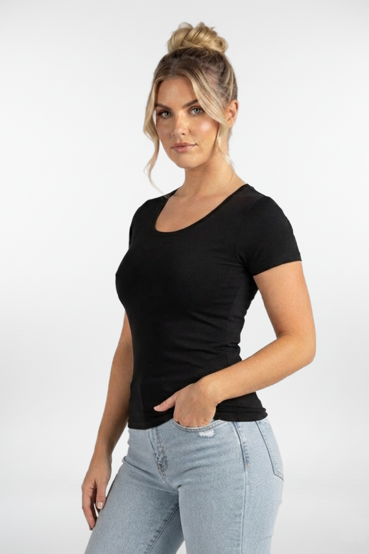 Bamboo Short Sleeve Scoop Neck Top