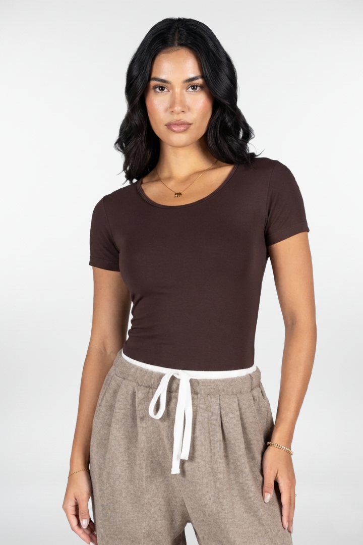Bamboo Short Sleeve Scoop Neck Top