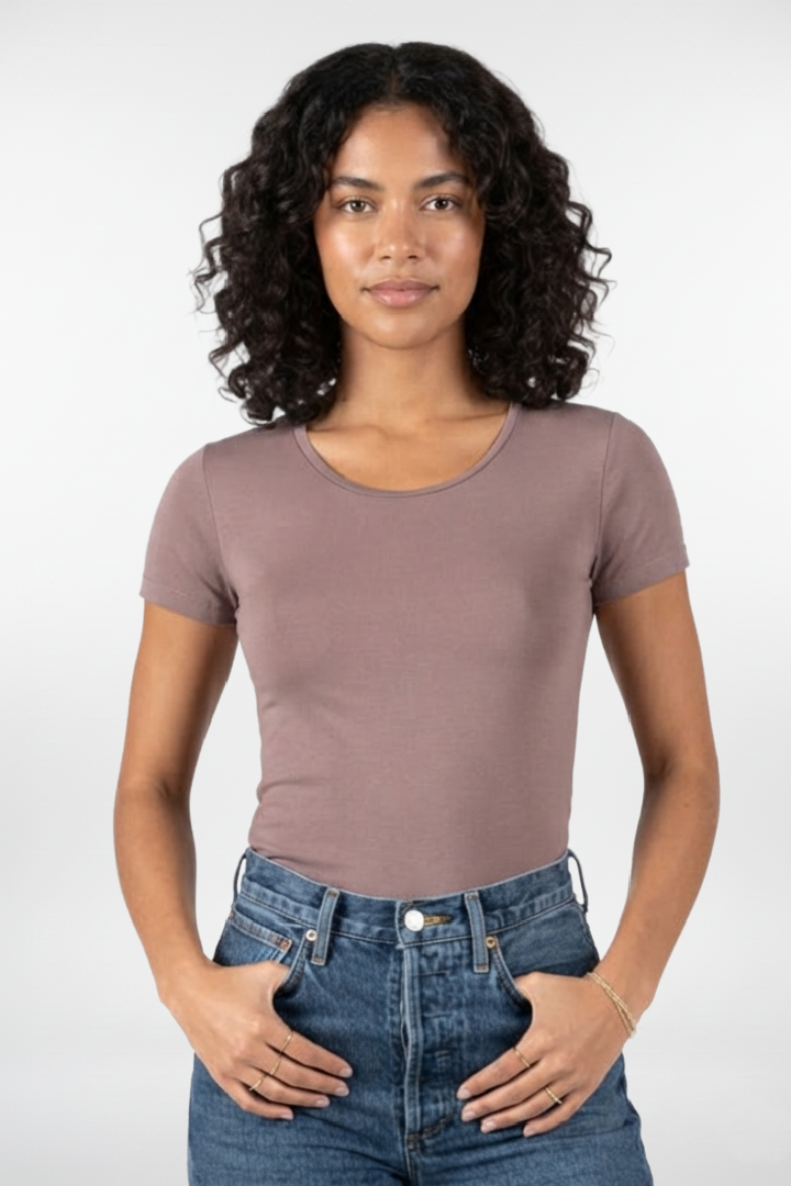 Bamboo Short Sleeve Scoop Neck Top