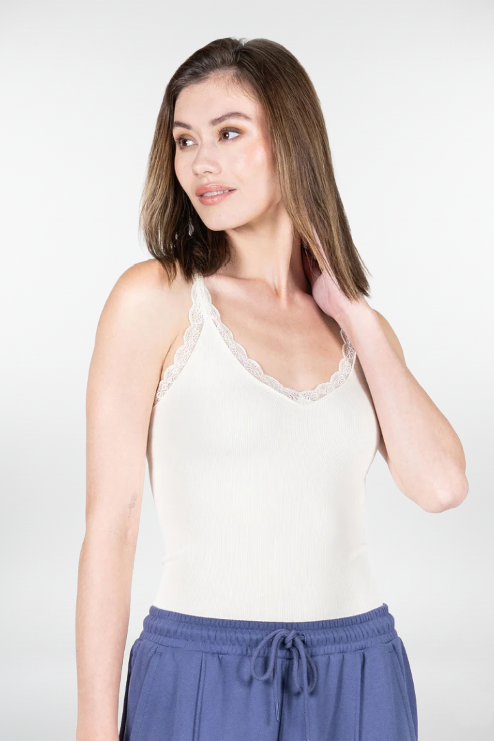 Bamboo Tank W/Lace Trim