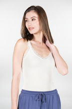 Bamboo Tank W/Lace Trim