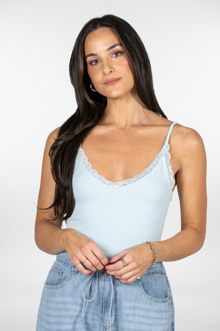 Bamboo Tank W/Lace Trim