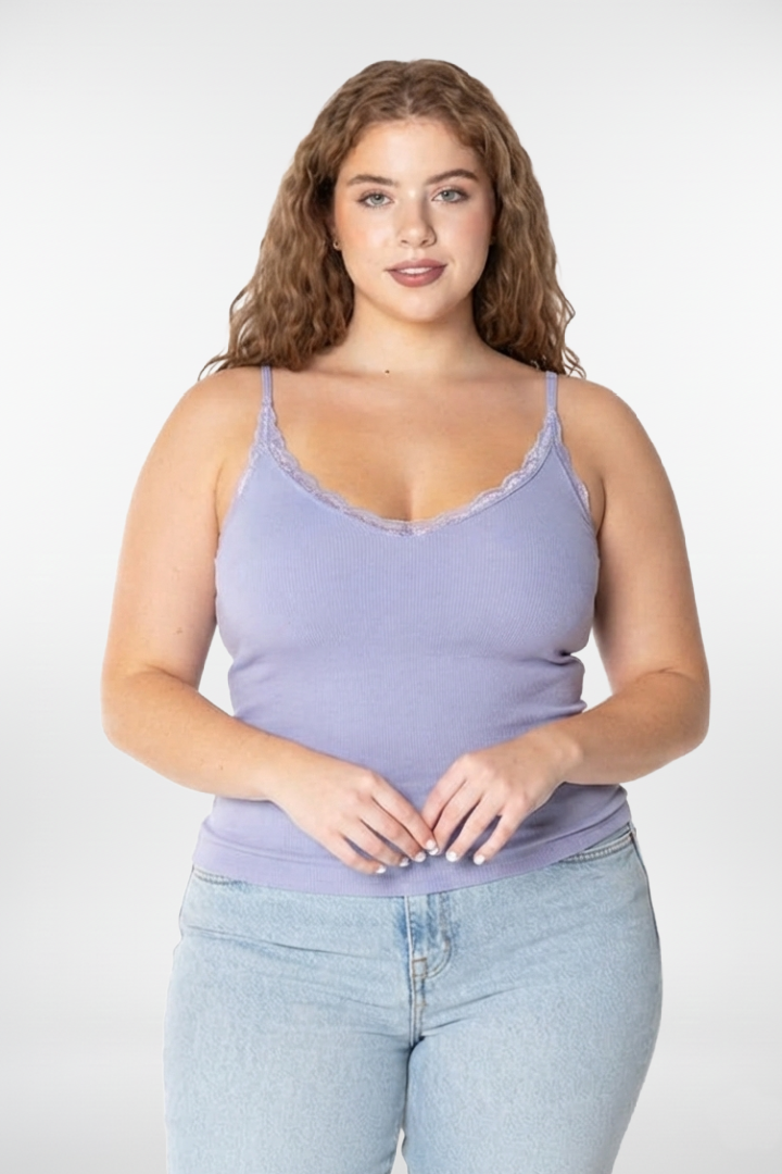 Bamboo Tank W/Lace Trim