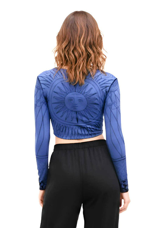 Crop top à manches longues bleu Barong