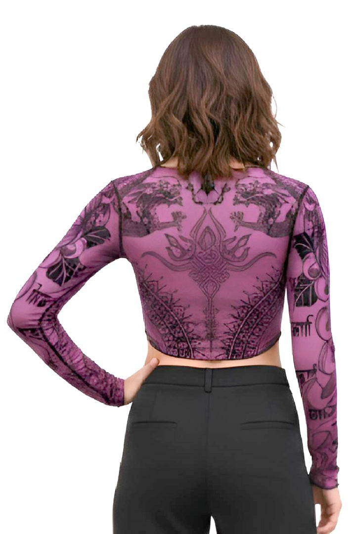 Barong Pink Long Sleeve Crop Top