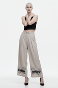 Beige Dragon Linen Wide Pant