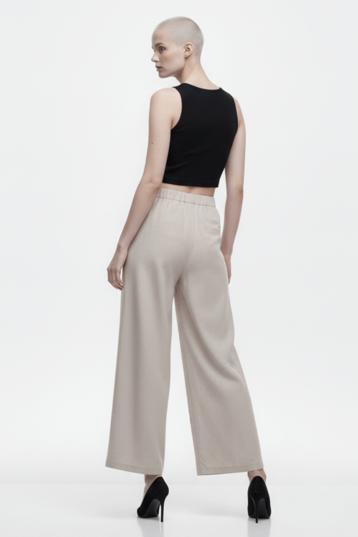 Beige Dragon Linen Wide Pant