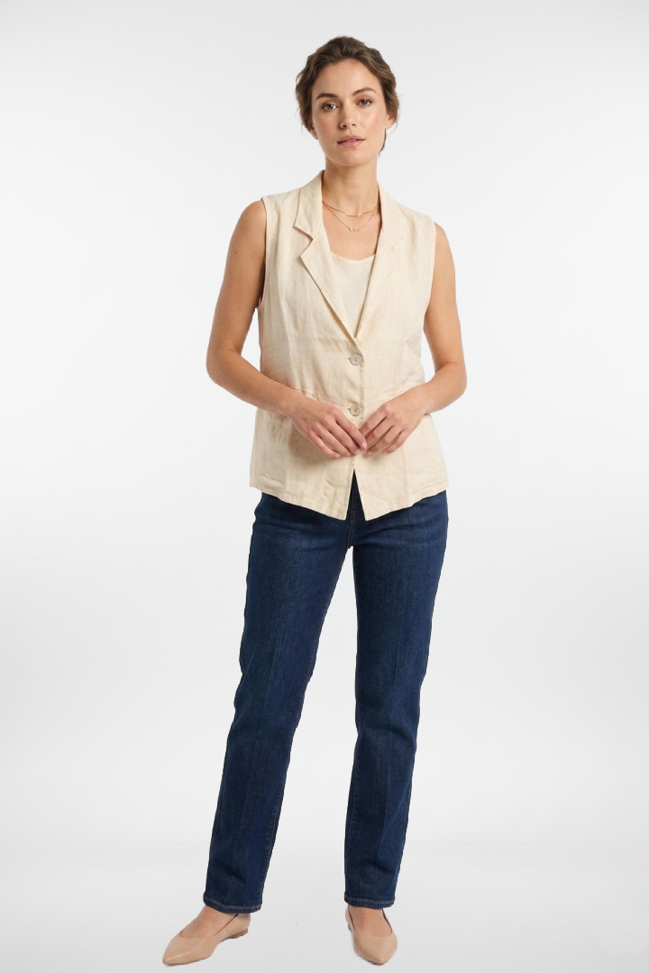 Beige Linen Vest