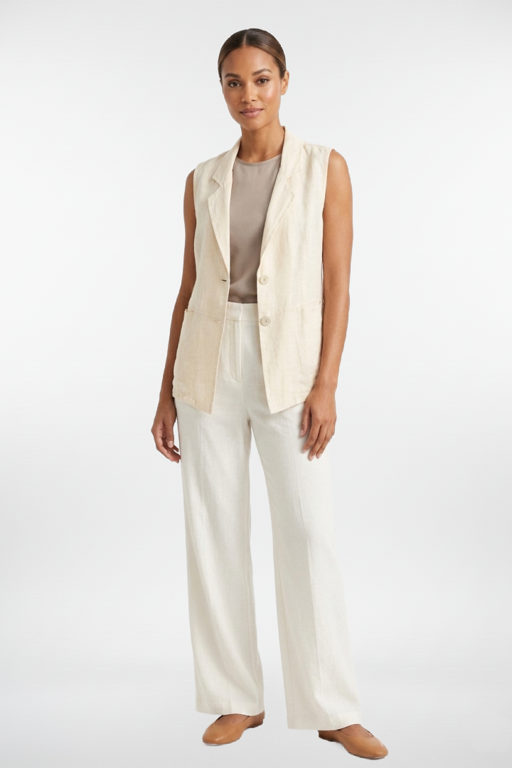 Beige Linen Vest