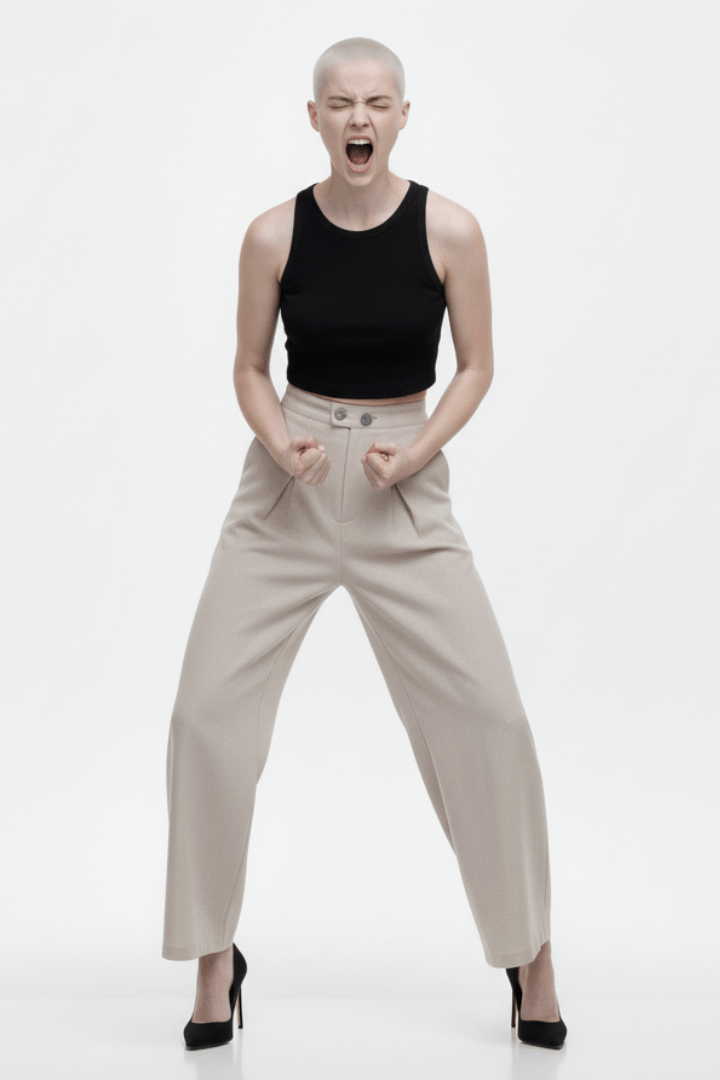 Beige Linen Wide Pant