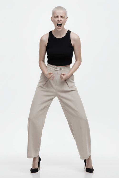 Beige Linen Wide Pant