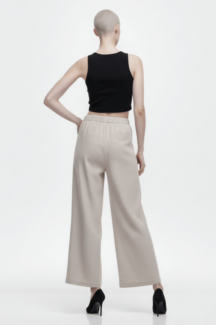 Beige Linen Wide Pant