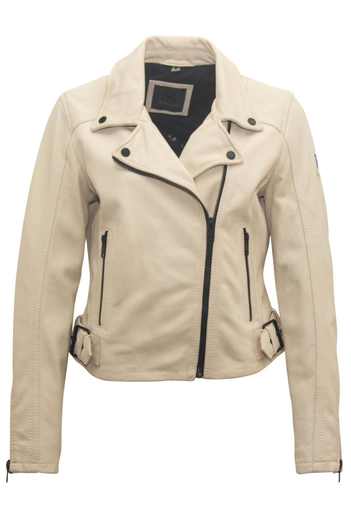 Chaqueta de cuero Bita RF, color blanco roto.