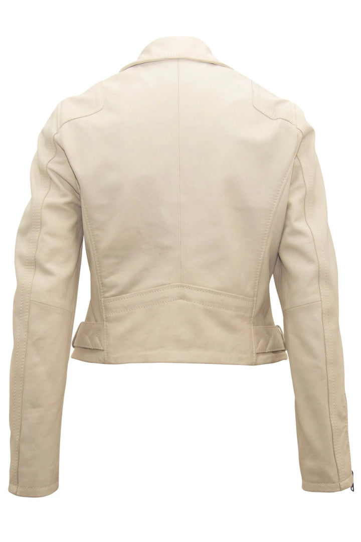 Chaqueta de cuero Bita RF, color blanco roto.