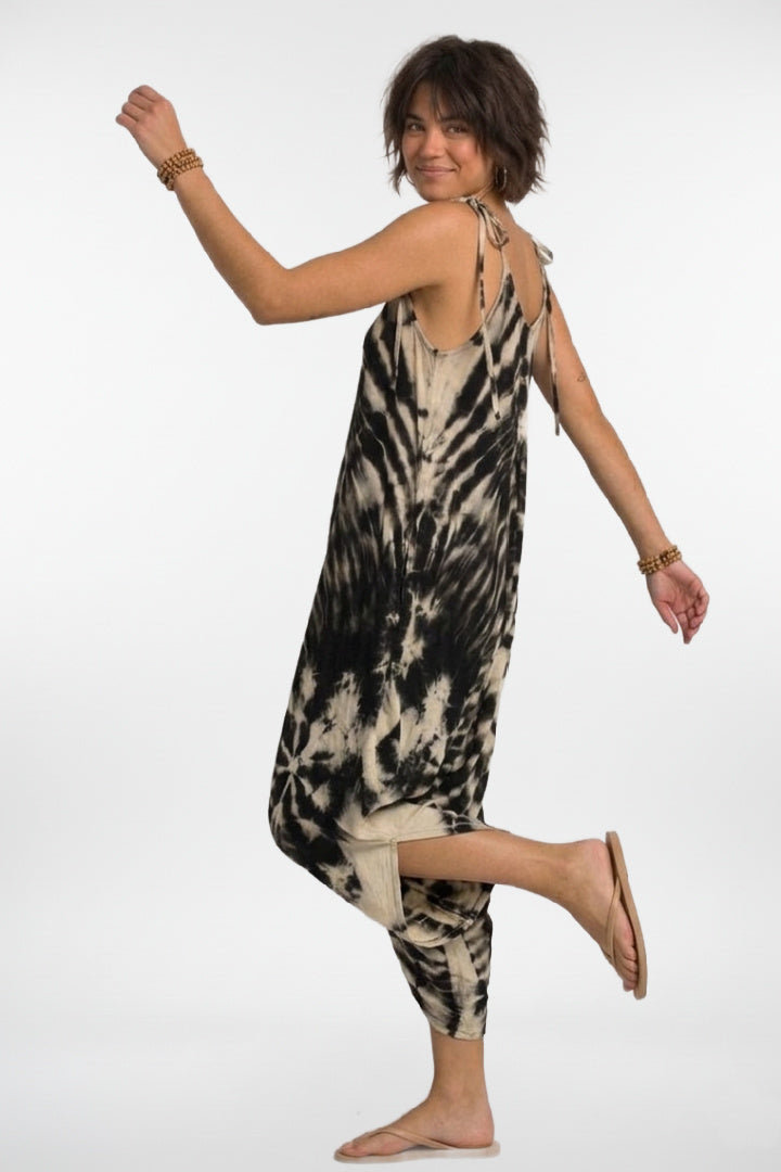 Black Creamy Harem Jumpsuit