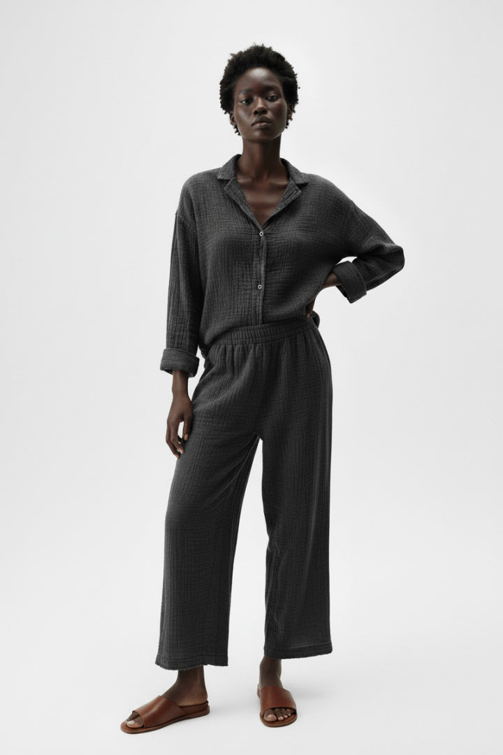 Black Crinkle Palazzo Pants