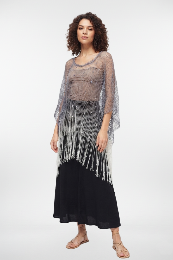 Boho Fringe Mesh Top