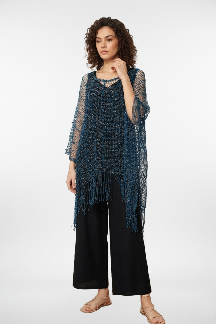 Boho Fringe Mesh Top