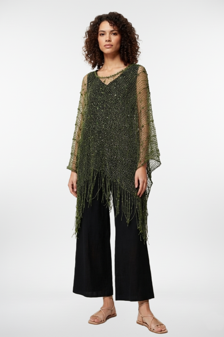 Boho Fringe Mesh Top