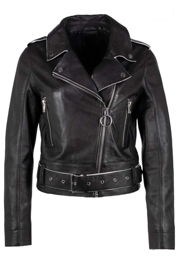 Veste en cuir Wild 2 RF, noire