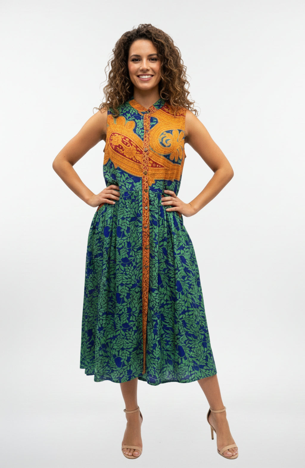 Caravan Sleeveless Button Down Dress