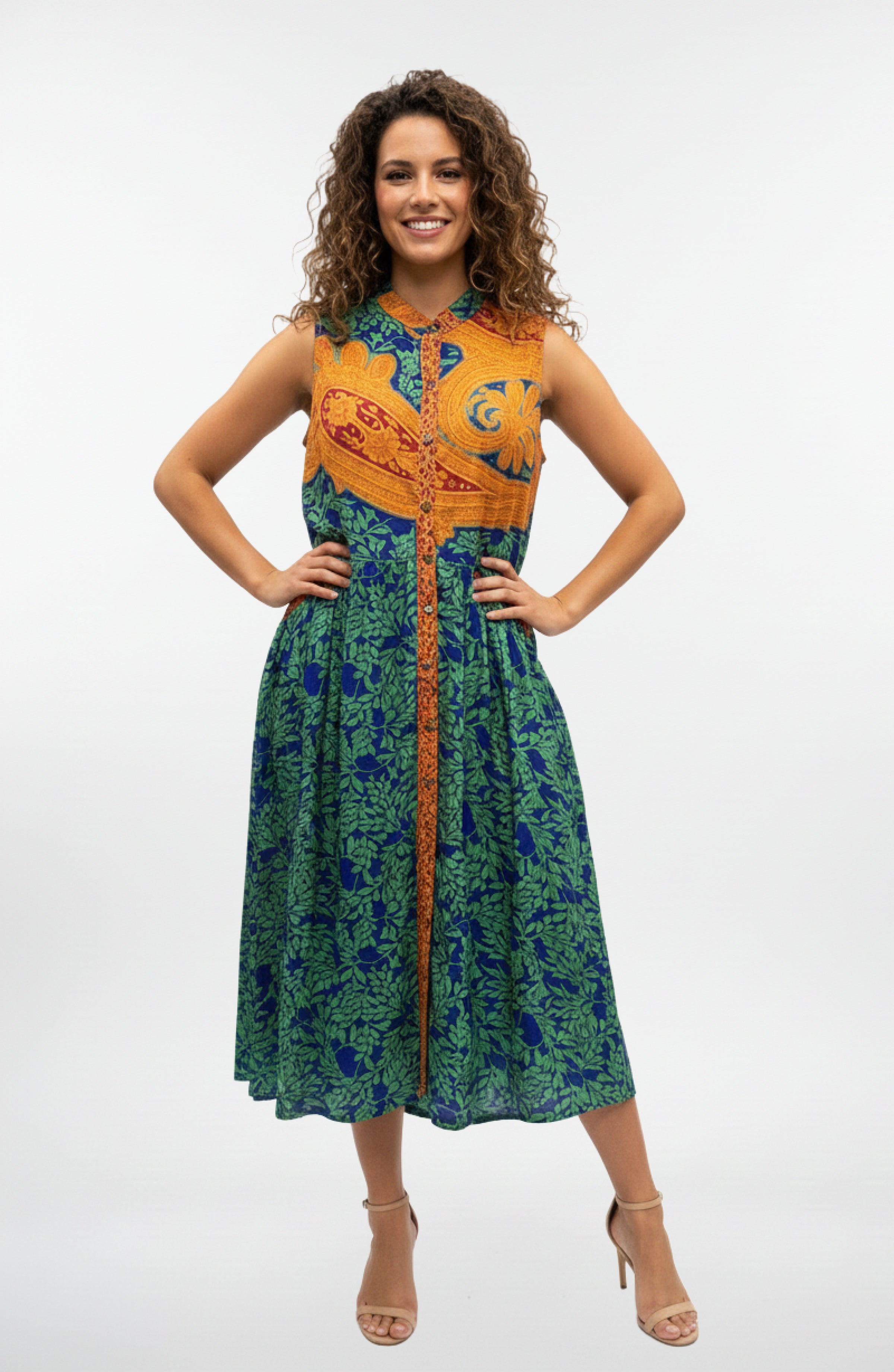 Caravan Sleeveless Button Down Dress