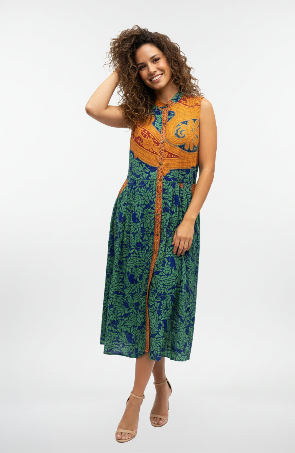 Caravan Sleeveless Button Down Dress