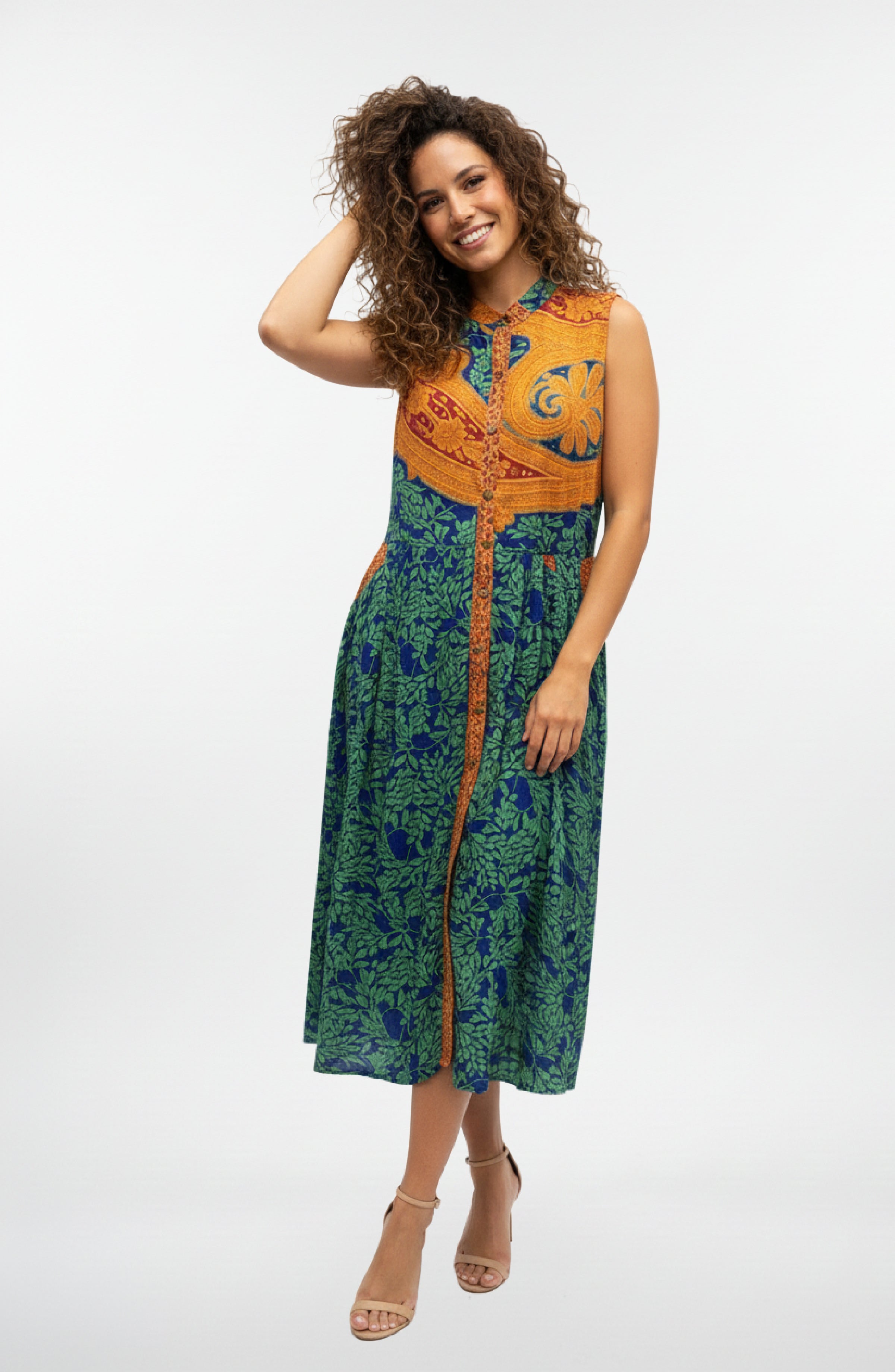 Caravan Sleeveless Button Down Dress