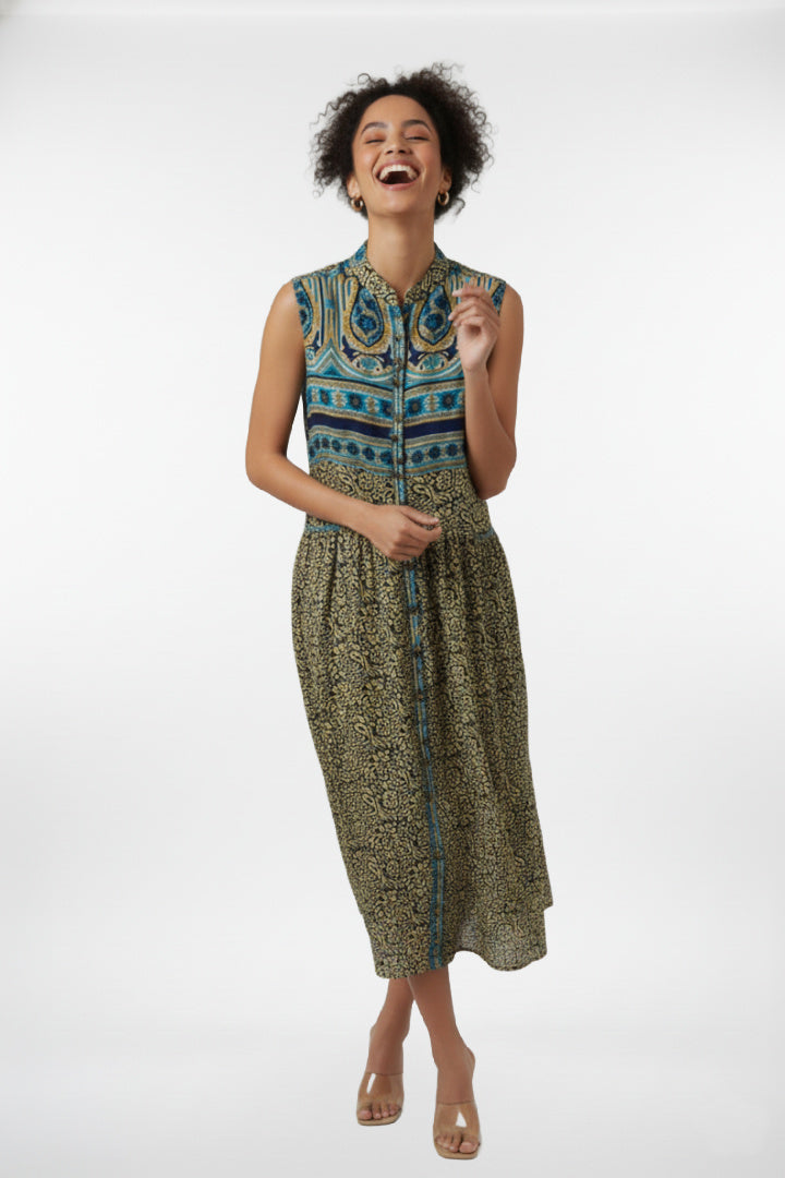 Caravan Sleeveless Button Down Dress