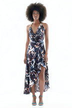 Cecilia Abstract Halter Maxi Dress – Made in Montréal