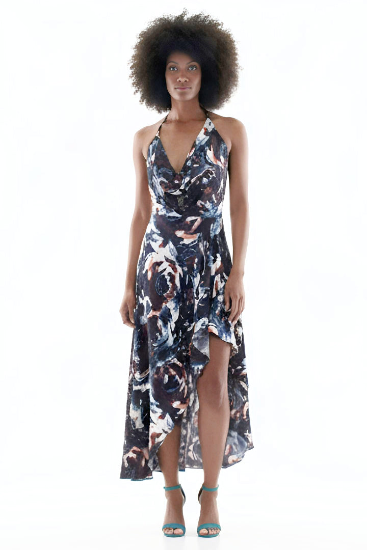Cecilia Abstract Halter Maxi Dress – Made in Montréal