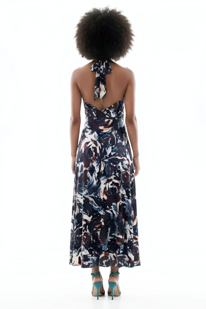 Cecilia Abstract Halter Maxi Dress – Made in Montréal